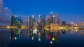 Singapore,Singapore Ã¢â¬â May 7 2016 : Aerial view of Singapore city skyline in sunrise or sunset at Marina Bay, Singapore Royalty Free Stock Photo